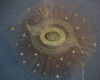 Beautiful Heavy Brass MCM Double Layered Starburst Wall Hanging