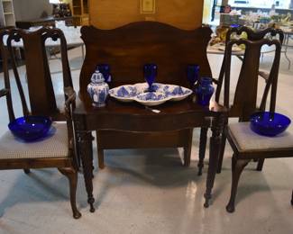 Queen Anne Chairs and Antique Game Table