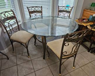 Glass top table and chair set