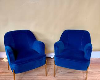 Royal blue velvet chairs