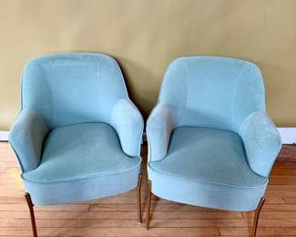 Light blue velvet chairs