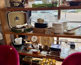 Vintage decor, plate sets, flatware, vases