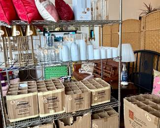 Hurricanes, pillars, candles, lamps, pillows, light fixtures, vases
