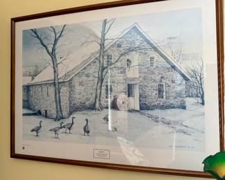 framed vintage print titled "The Daily Beggars," created by American artist Dan Campanelli in 1985