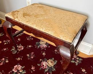 vintage Queen Anne-style mahogany vanity stool
