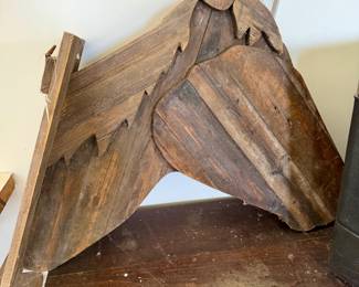 hand-carved wooden horse head architectural element 