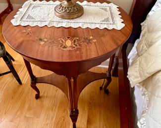 antique inlaid mahogany occasional or lamp table
