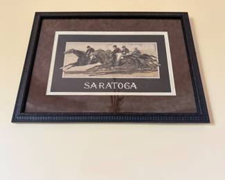 framed, double-matted equestrian art limited edition print titled Saratoga 783/2000  by Karin Vollkomer