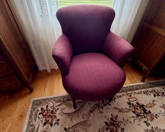 vintage burgundy upholstered tub chair