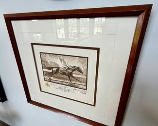 signed and numbered etching titled "Java Gold" by artist Jenness Cortez, dated 1988 and numbered 44/150