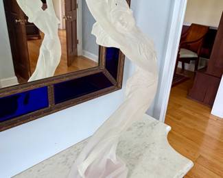 Vintage 1987 Crystallus Frosted Lucite Art Deco Lady Sculpture