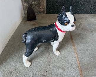 cast iron Boston Terrier dog doorstop