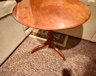 antique wooden round tilt-top tripod table