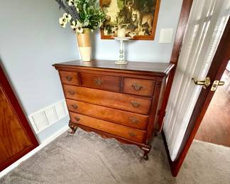 vintage Chippendale-style wooden chest of drawers