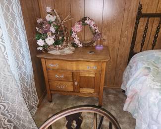 Antique oak dresser w glass pulls