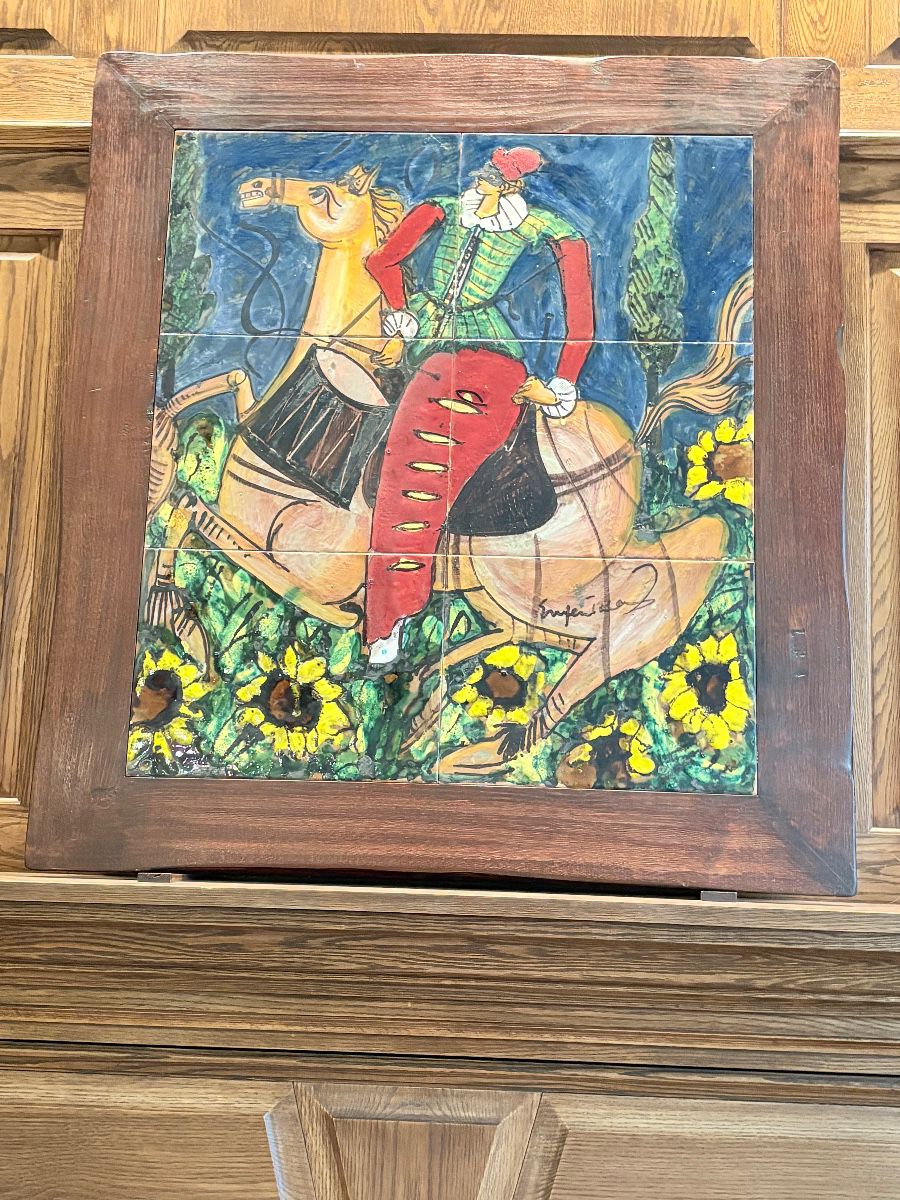 Hand painted tile painting, Signed