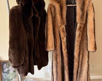 Hooded Nutria jacket with Fox Collar and raccoon coat