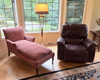 Leather Recliner and Chaise