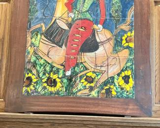 Hand painted tile painting, Signed