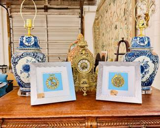 Delft lamps, French clock