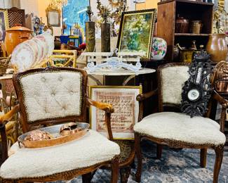 Sampler, cherry Cabriolet chairs