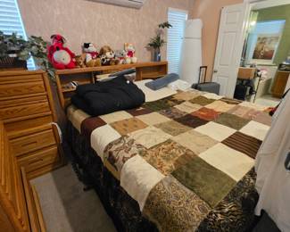 King bed with shelf and lights