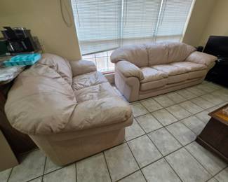 Leather sofa and love seat