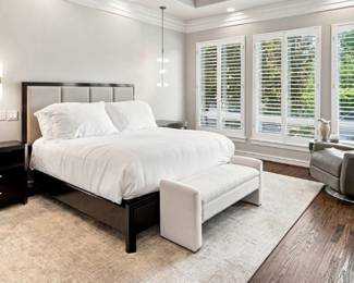 Stickly stand, king size bed, Calista bench from uttermost
