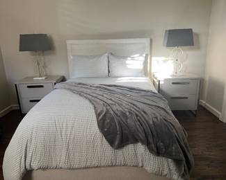 Lamps and bed sold. UGG Bedding and down comforter available