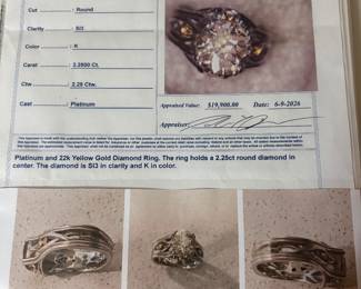 Appraised at $19,900, available for $14,900. This ring is not shown at the address listed for viewing. It would have to be a meeting during bank business hours for viewing.