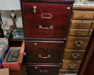Locking wooden file cabinet with keys