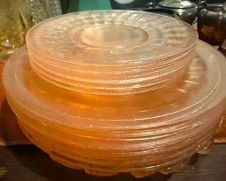Depression Glass Plates - Vaseline Glass