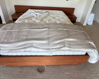 MCM Teak low profile headboard and side tables attached