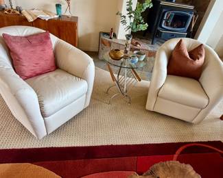 Like New cream leather swival chairs
