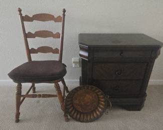 Ladder back chair 3 drawer chest