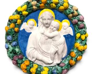 Italian Otello Dolfi Ceramic Madonna With Child