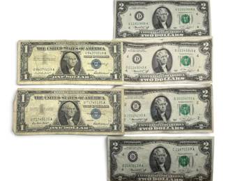One Dollar Silver Certificates Series 1957, Two Dollar Bills