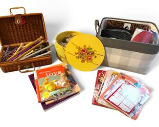 Crochet Kit, Needles, Threads, Books, Baskets, More Crafting Supplies