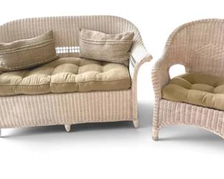 White Wicker Loveseat Chair