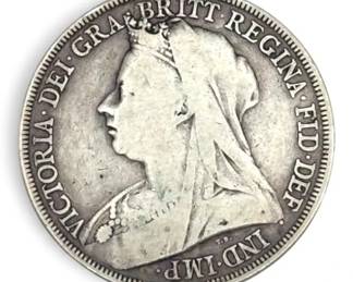 1896 British Queen Victoria .925 Sterling Silver Crown Coin