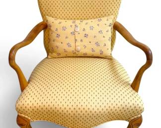 Yellow FlowerPatterned Armchair Pillow