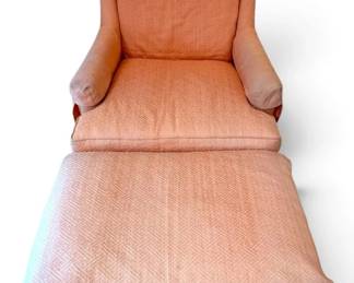 Sherrill Furniture Peach Wingback Chair Ottoman