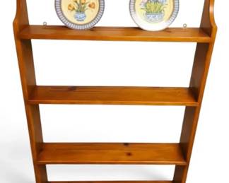 Hanging Wooden Plate Display Shelf W Godinger Email de Limoges HandPainted Porcelain Plates