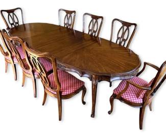 White Furniture Co. French Provincial Louis XV Style Dining Table w 8 Ornate Chairs