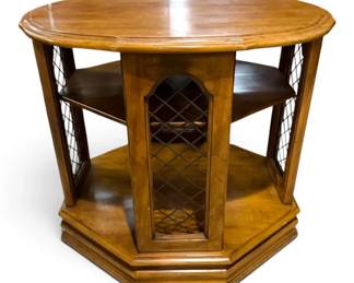 Davis Cabinet Co. Walnut Tiered Accent Side Table w Lattice