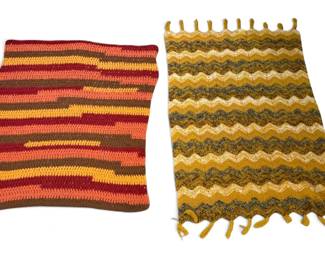Two Crochet Afghan Blankets in Autumn Colors
