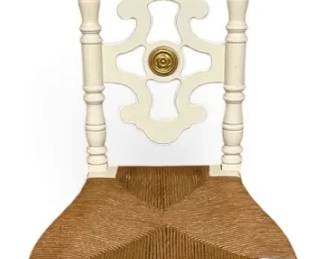 Thomasville Spanish Revival Gold White Rosette Accented Dining Chair