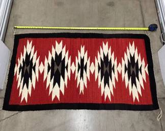 Lot #169 Handmade Navajo Wool Flatweave Killim Rug Red Black White