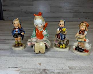 Lot #77 Hummel Style Porcelain Figurines Lot of 4 German Children Boy Girl Vintage