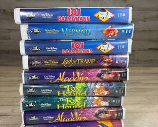 Lot #144 Walt Disney Black Diamond Classics VHS Lot 9 Tapes Aladdin Little Mermaid